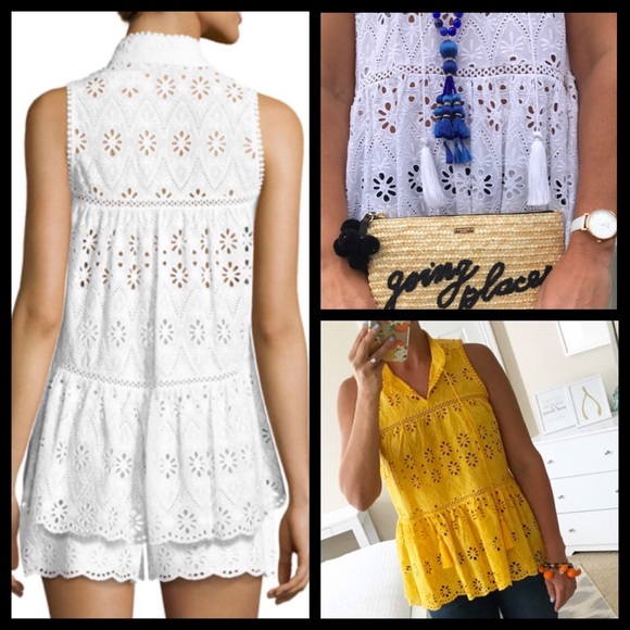 Kate Spade Floral Eyelet Lace Peplum Blouse Top - Picture 6 of 7